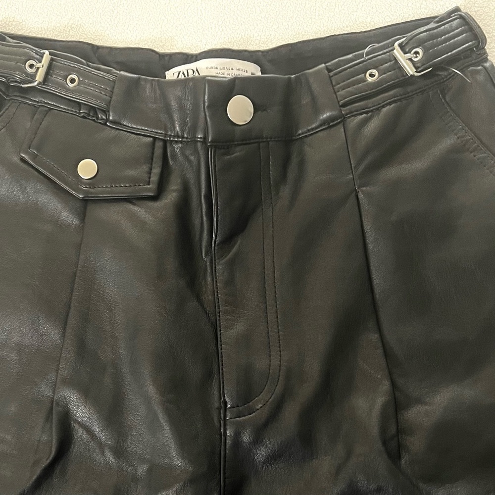 ZARA Oversized Faux Leather Baggy Pants Size 4 - Picture 3 of 7